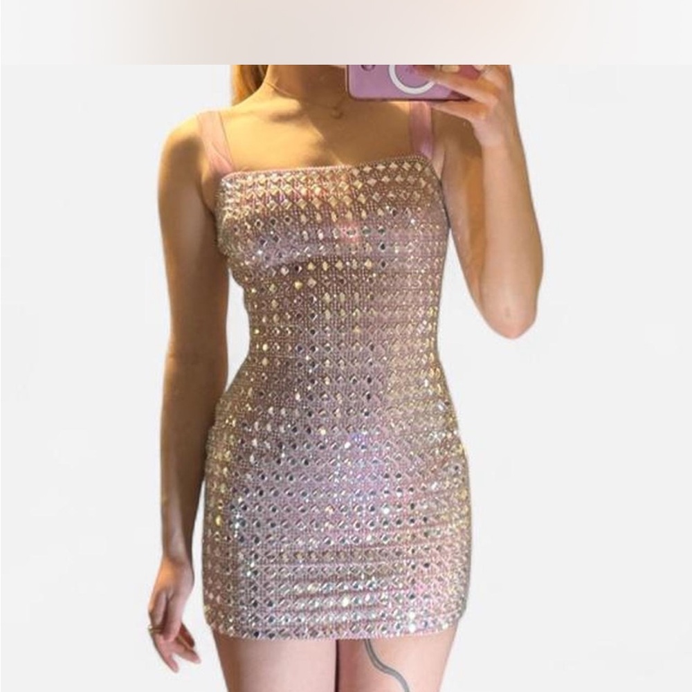 Oh Polly Glittering Pink Mini Dress